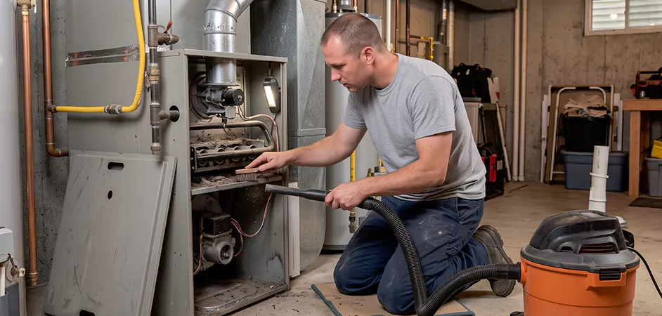 Burner and Heater Compartment Lint Removal in Bloomfield